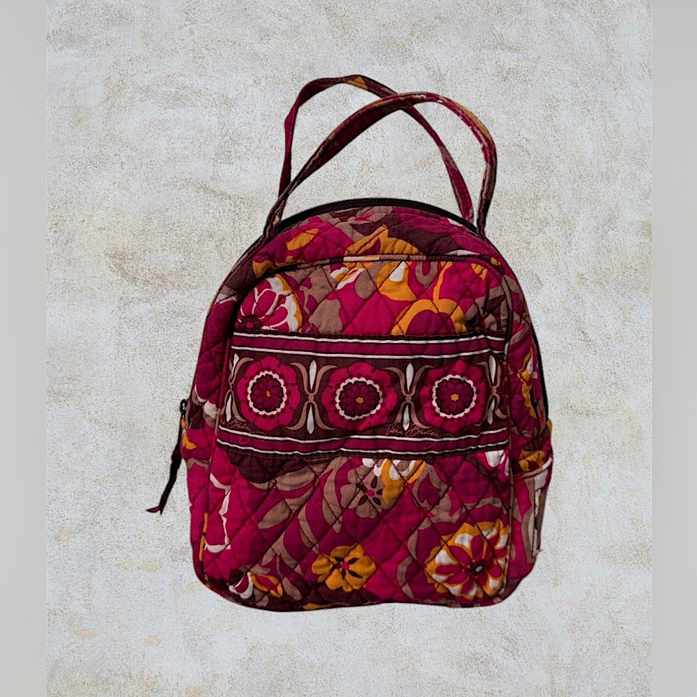 Vera Bradley Pink Orange Carnaby Lunch Bag Bunch Tote Insulated